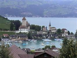 The beautiful Spiez Harbour on Lake Thunersee, 41.0 miles into the ride